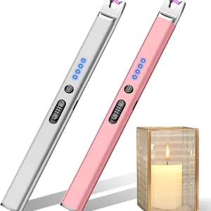 2 Pack Electric Candle Lighter, Rechargeable USB, Mothers Day Gifts for Mom from Son Daughter, Birthday Gifts for Valentines Day, Windproof Lighters for Candle Camping Kitchen BBQ Daily Use(Silver, Rose Gold) Utensils Portable Black&Gold