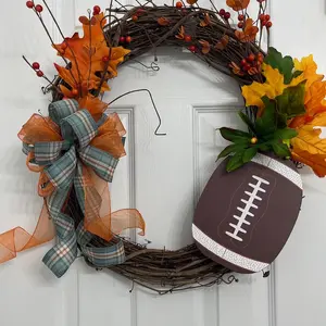 Teal and Orange Football Wreath
