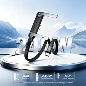 Invisible Dual-In-One Charging Cable with Stand, Multifunctional Charging Cable, 240w Super Fast Charge, Foldable Stand for Phones, Type-C Data Line for iPhone and Smartphones