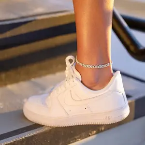 GLD Micro Diamond Prong Cuban Anklet in White Gold - 6mm - DealsForYouDays