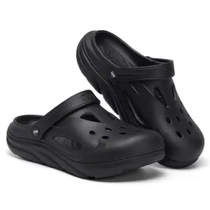 Lxso Men's and Women's Platform Elevated Clogs | Outdoor | Thick-Soled | Non-Slip | Odor-Resistant | Durable | Quick-Drying | Soft Beach Sandals | Arch Support | Summer Slippers - Black