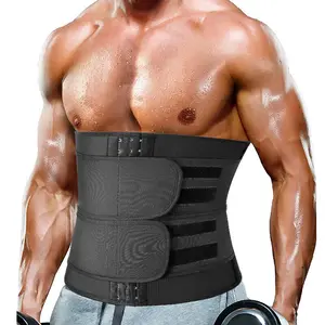 Menswear Sweat Sauna Waist Trainer Belt Body Shaper Cincher Tummy Control Workout Sports Fitness Girdle Gym Band Shapewear Exercise Waistband Compression Fabric Neoprene