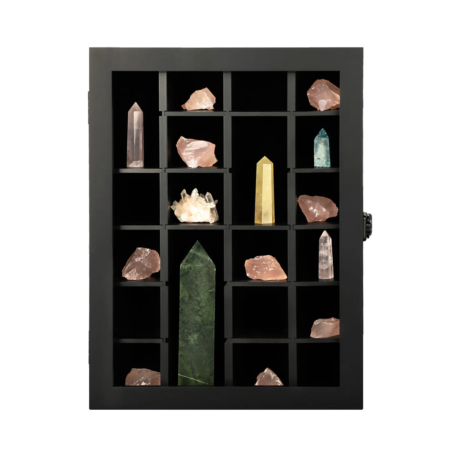 Adjustable Rock Display Case - Wooden Crystal Organizer for Stones ...