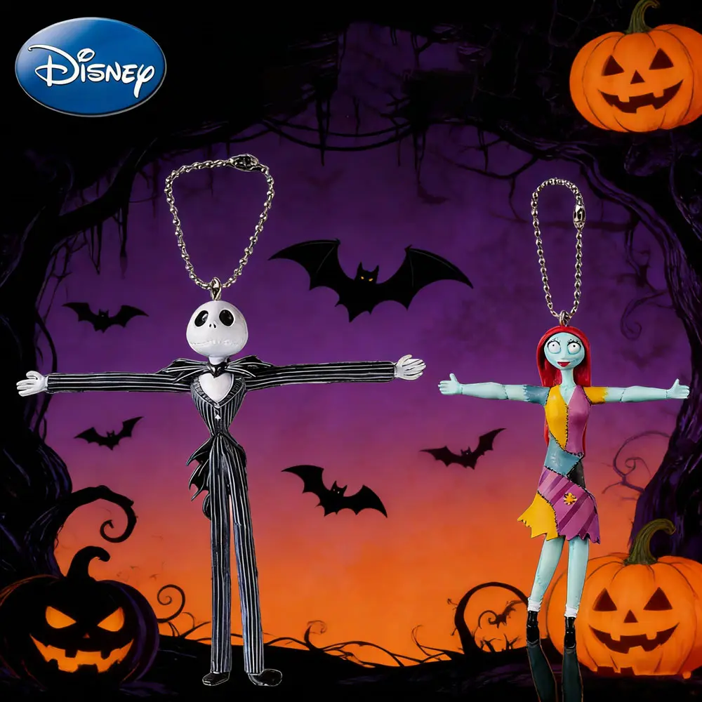1PC Disney The Nightmare Before Christmas Sally Jack Keychain Officially Licensed Collectible Dark Style Skeleton Anime Peripheral Backpack Decoration Car key Pendant Desk Ornament Durable PVC Rubber Gift