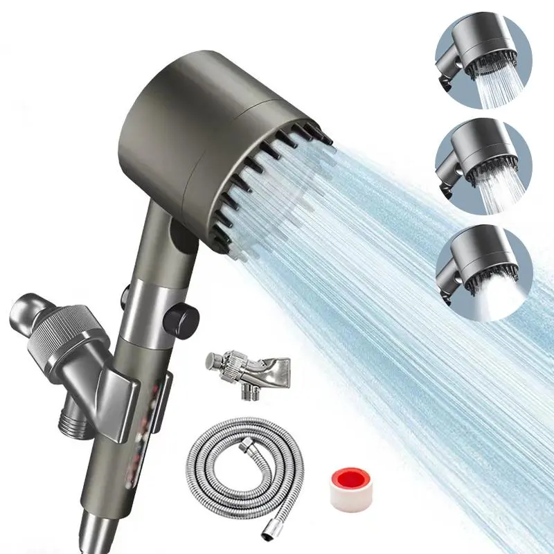 3-Mode Handheld Shower Head Set, 2026 3-Speed Adjustable Spa Unit with 1-Click Stop, Filtration, Durable Hose, Holder, Steel Plastic Build, Water Save, Universal Fit for Low Press Home Bathroom Upgrade