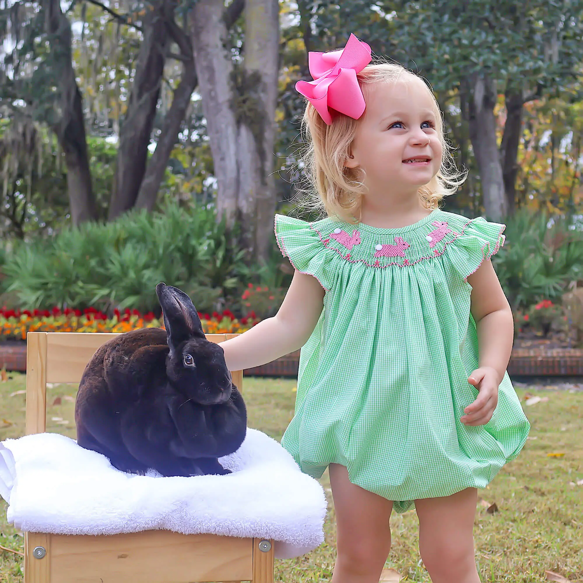 Hop To It Green Bunny Smocked Bubble - Cute Baby and Toddler Girl's Easter  Outfit - TikTok Shop