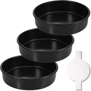 8-Inch Round Cake Pan Set of 3, Nonstick Baking Cake Pans with 90 Pieces Parchment Paper, Dishwasher Safe