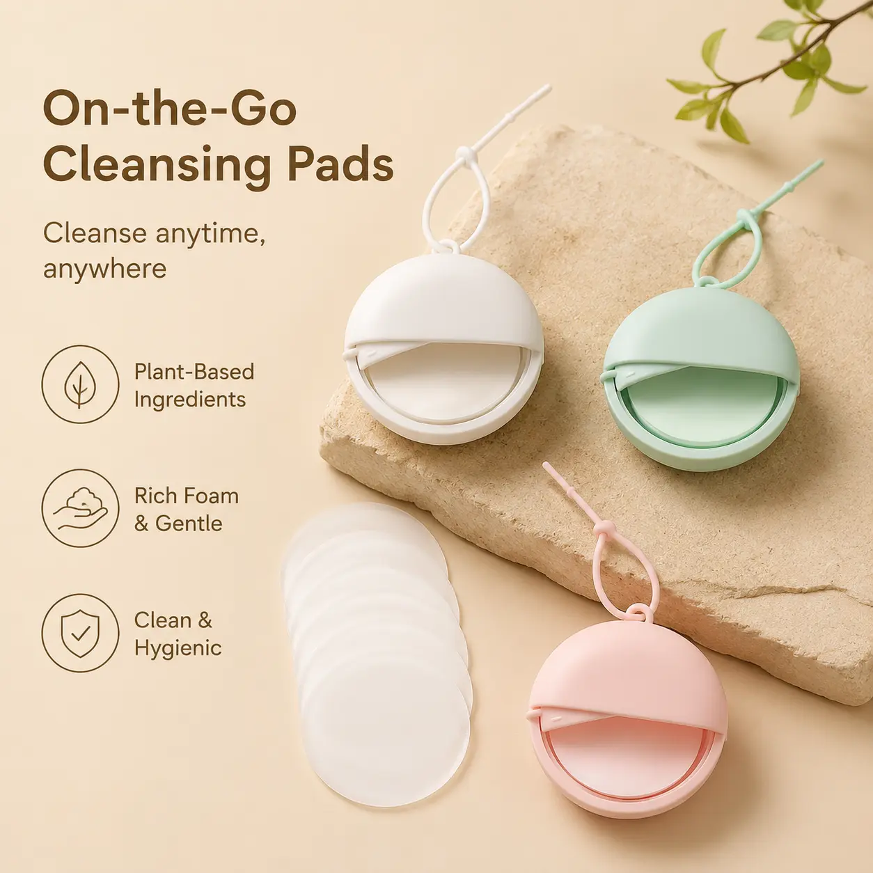 50 Counts, Scented Cleansing Soap Sheets with Portable Round Silicone Storage Case, for Daily Hand Washing and Travel Cleansing Use