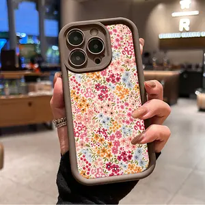 Pink Floral Pattern TPU Phone Case for iPhone 16 15 14 Pro Max 13 12 11 XR XS Plus Shockproof Non Slip Military-Grade Protection Silicone Cover Cellphone Protective