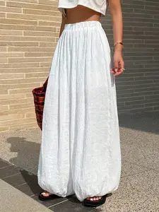 Women's Casual Loose-Fitting Wide Leg Pants, Womenswear, Soft Ice Silk Fabric, Elastic Waistband, Perfect for Daily Wear & Travel, Casual Streetwear Pants