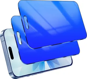 2 Pack  Screen Protector for  17 Gradient Colorful Anti-Spy Tempered Glass for iPhone17 25 Anti Blue Ligh Anti-Scratch Film with Installation Frame (6.3 inch Blue)