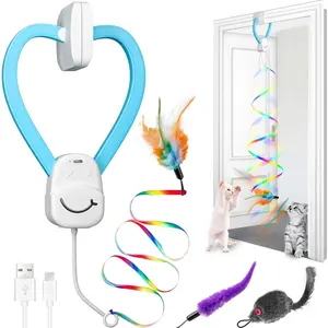 Interactive  Toys for Indoor Cats: Automatic Door   with  Wand, Quiet Self Play Chase Exercise Enrichment for Bored Kittens, Adult, Multi  Households, Type-C Durable Safe