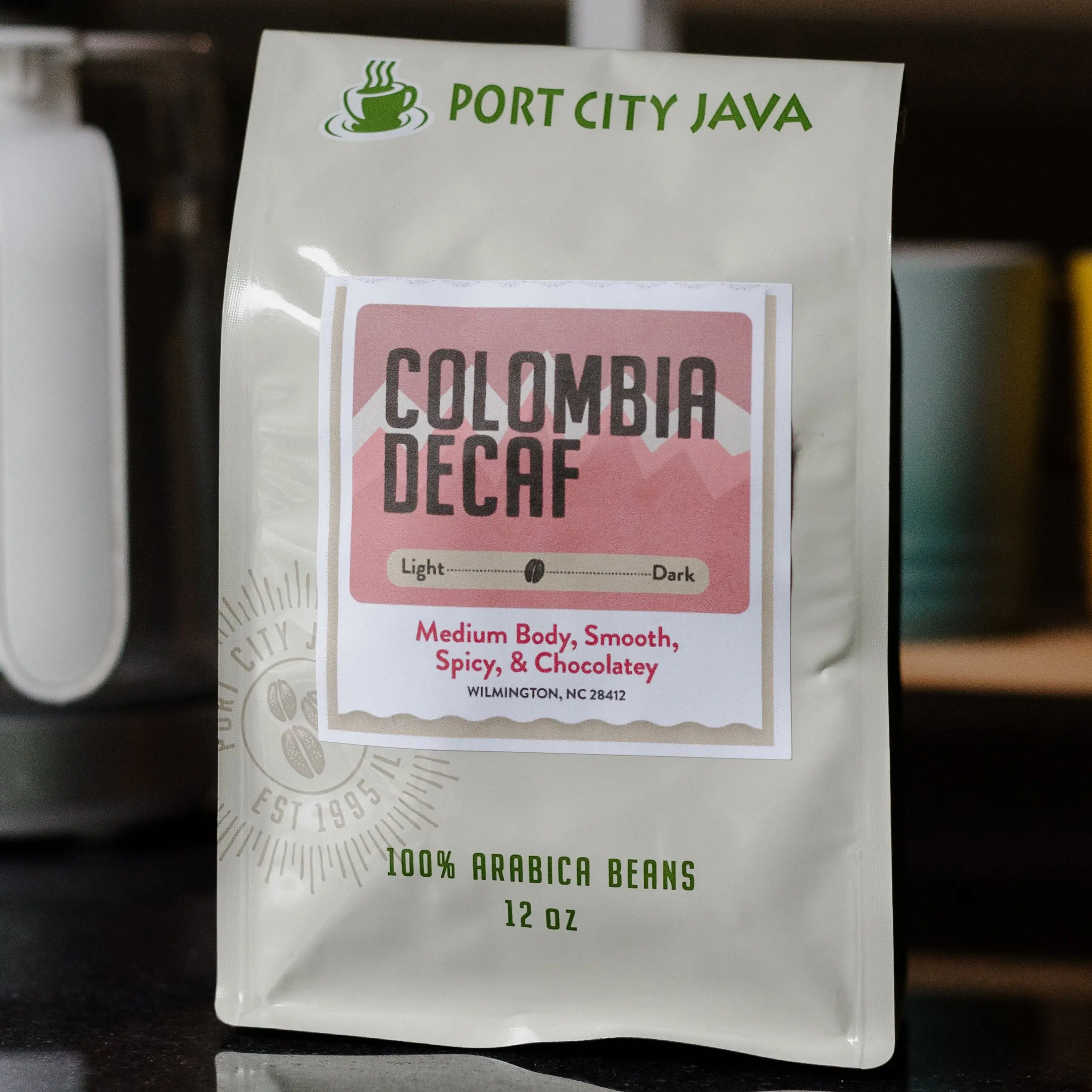 Colombia Choco Decaf Whole Bean Coffee, Medium Body Roast Spicy Beverage, 12oz