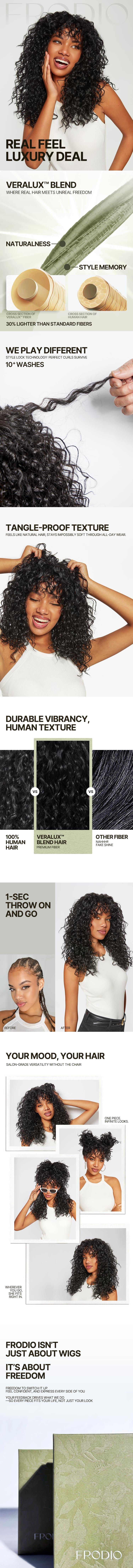 [Blend] Frodio Veralux™ Blend Human Hair Curly Wig With Bangs- Effortless Shaggy Waves Big Hair Curly Hair Wig Ready To Wear TikTokShopBlackFriday