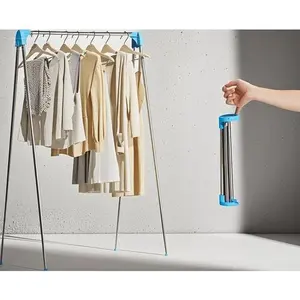 Collapsible Clothing Rack for Travel, Foldable Garment Organizer with Drying Function, Portable Wardrobe for Camping RV Indoor Outdoor Use, Space-Saving Clothes Hanger, Lightweight and Sturdy Design