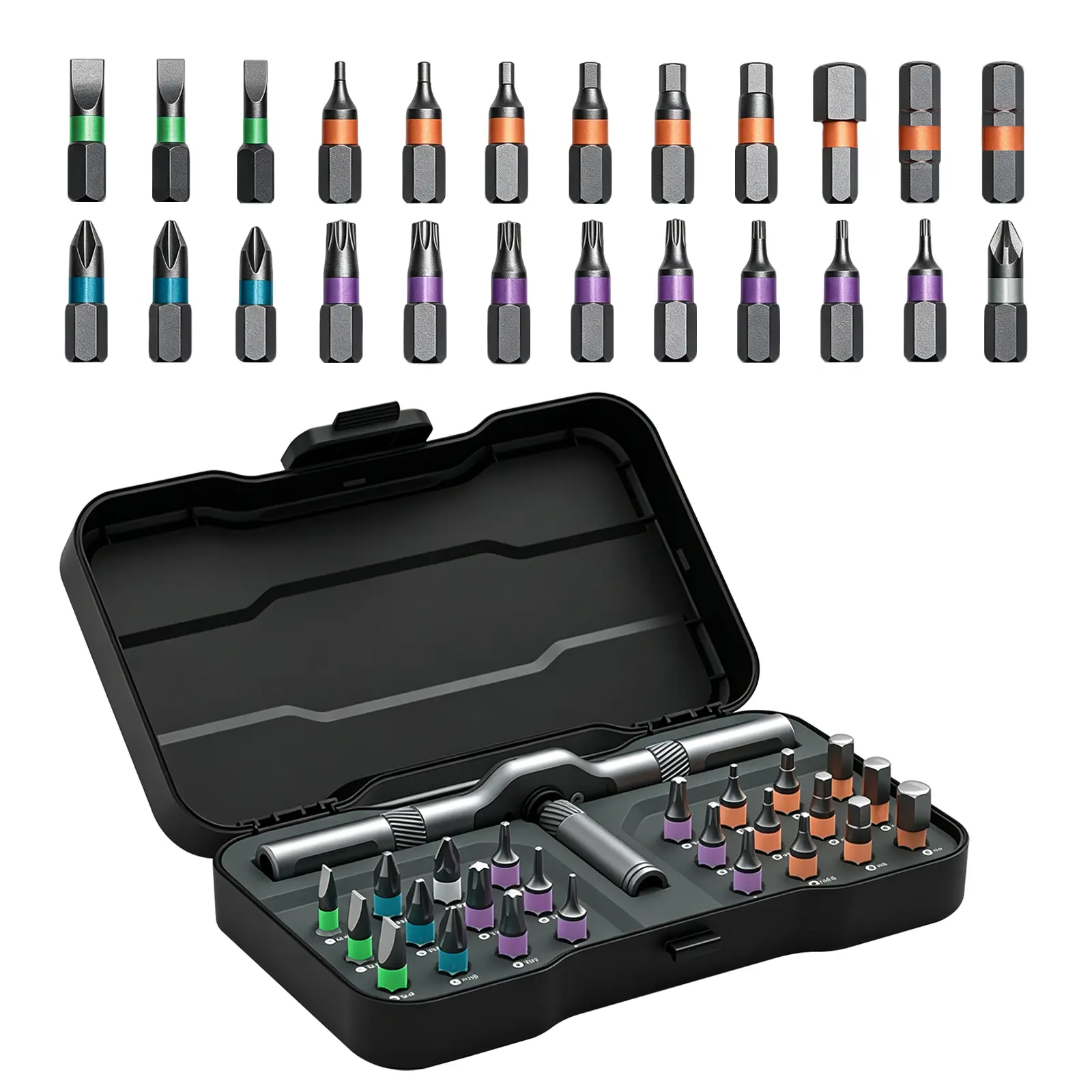 24 In 1 Magnetic Ratchet Screwdriver Tool Kit with Multiple Head Styles, Self-Assembling Mini Removable Precision Tool for PC, Mobile Devices, Halloween Gift