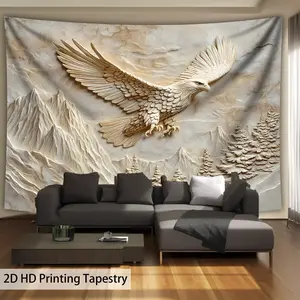 Large Size 2D Eagle Landscape Photo Tapestry, High-Quality Polyester Material, Living Room Bedroom Party Decoration, Includes Hanging Clips
