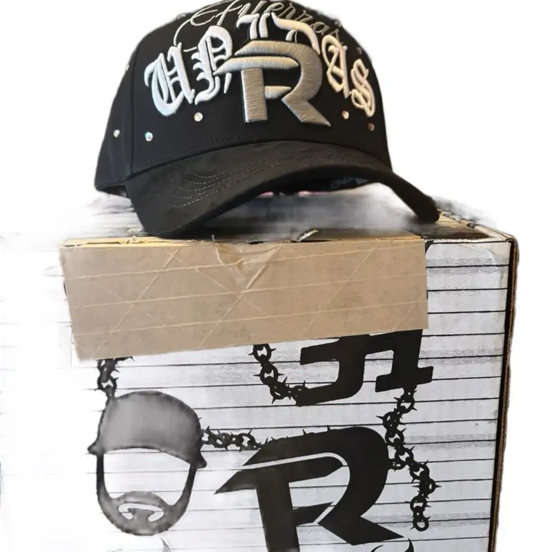 Barbas x Fino x Thirtyone Hats x Fuerza Regida Unidos for the Race Black and Gray Baseball Cap with Box Design