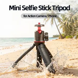 Mini Selfie Stick Tripod for GoPro Hero Series or DJI Osmo Action 6/5Pro/4/3/360/Pocket 3/Nano or Insta360 X5/4/3/2/Ace Pro2/1/Go 3/3S/Ultra, Perfet for Holiday Travel, Group Photo and Outdoor Sport, 2-in-1 Lightweight Design | Retractable Adjustable