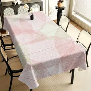 Nordic Minimalist Powder Green Leaf Vein Tablecloth, Durable and Easy To Take Care of Polyester Material, Minimalist Translucent Leaf Printing, Suitable for Modern Restaurants, Tea Parties, Minimalist Home, Creating A Fresh and Playful Atmosphere.