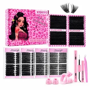 DIY Lash Clusters Extension Kit, 30D-100D Mixed Wispy Manga Individual Lashes, 9-16mm C/D Curl False Eyelashes with Bond and Seal, Remover, Tweezers (Full Starter Pack)