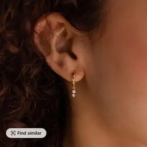 Dangling Pearl Diamond Huggies