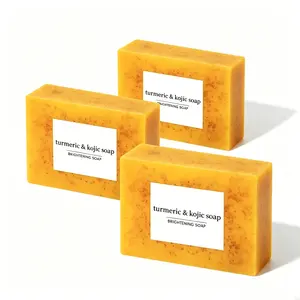 Lemon Turmeric KojicAcid Soap | Natural Organic Turmeric Facial Body Soap Tightens Pores, Uniforms Skin tone, Brightens Skin Care Soap Deep Cleansing ( Free Bubble Net)