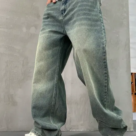 Men's Vintage Washed Loose Fit Wide Leg Jeans Pants, Long Y2K Street Style Denim Jeans, Perfect Gift for Boyfriend & Husband
