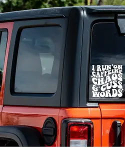 I Run On Caffeine, Chaos, And Cuss Words Vinyl Decal Sticker