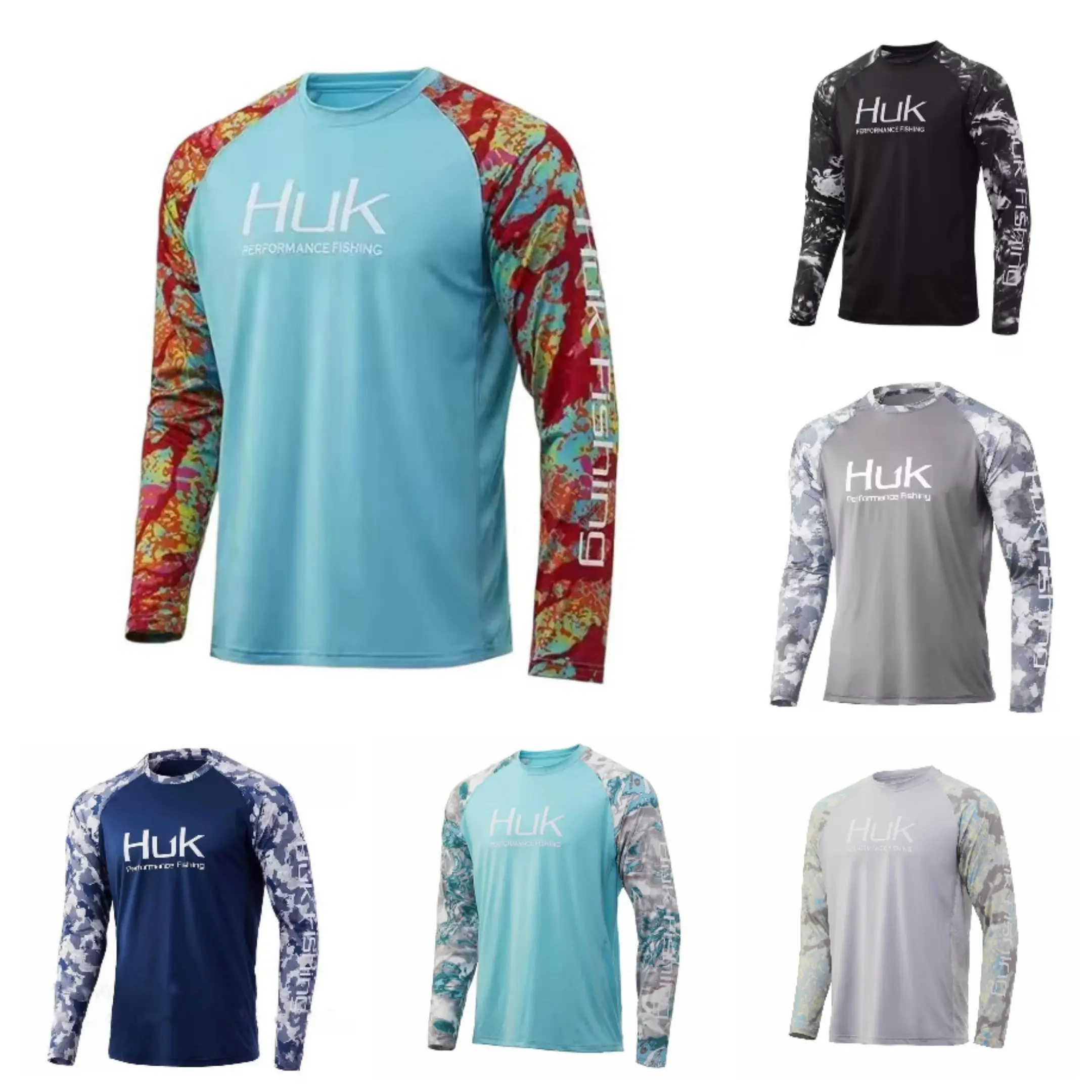Men's 6-piece UPF 50+sunscreen pullover long sleeved lightweight quick drying sportswear top suitable for hiking, fishing, outdoor activities, sports fashion pullover outdoor clothing