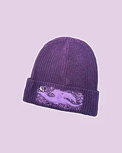 Purple Dragon Embroidered Rib Knit Beanie | Gift for Fantasy Lovers | Winter Fashion | Fantasy Fashion
