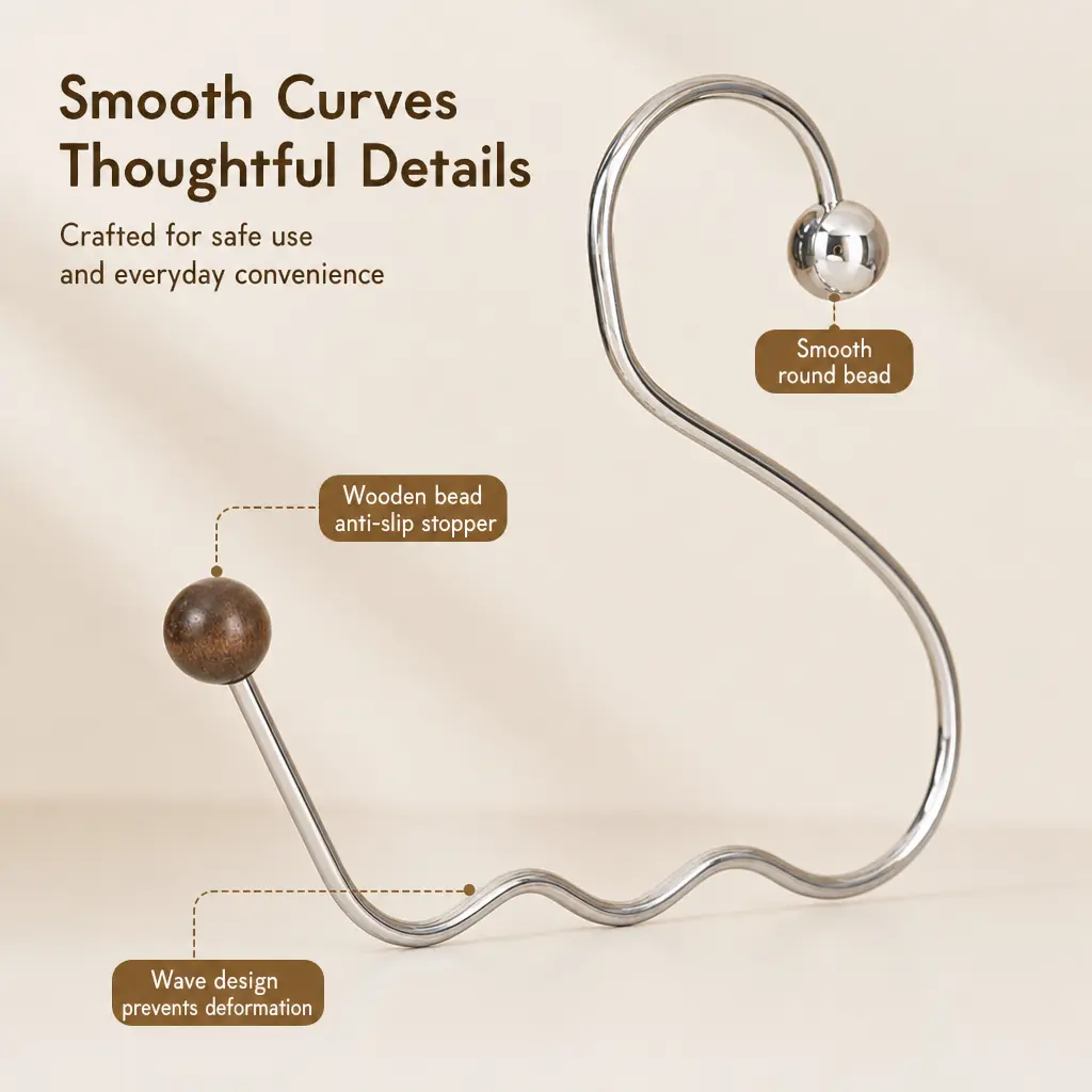 1 Piece Swan Shaped Hat Hook, Stainless Steel and Wood Construction for Hanging Multiple Hats to Organize Wardrobe Closet Space