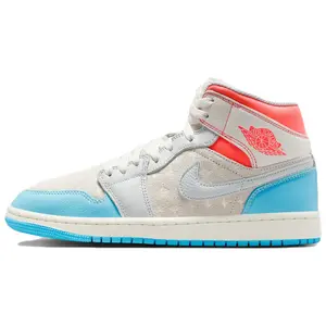 Wmns Air Jordan 1 Mid 'Sail Hot Lava Blue Chill'