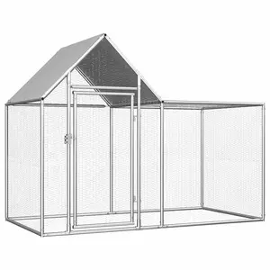 vidaXL Chicken Cage, Walk-in Chicken Coop, Chicken Pen, Poultry Cage for Hens Ducks Rabbits Small Animals Outdoor Backyard, Galvanized Steel 144553