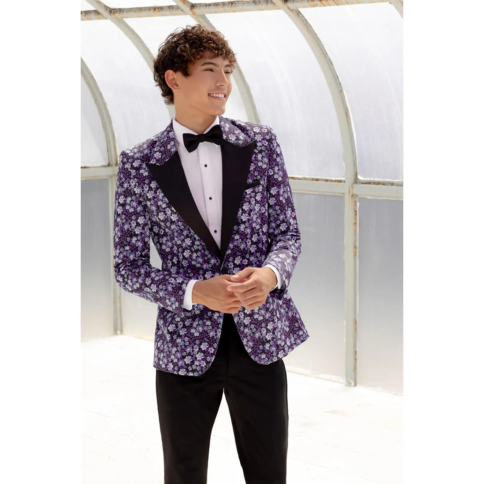 "Floral Fusion" Plum Peak Tuxedo Jacket (Separates)