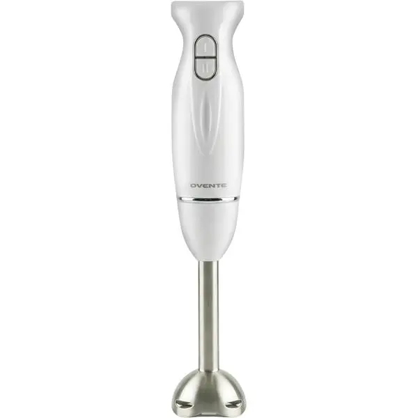 OVENTE Electric Corded Hand Blender, 300W with 2 Mixing Speeds White HS560W | Handheld Immersion Stick Mixer with Stainless Steel Blades for Smoothies, Purees & Baby Food
