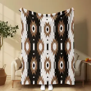Geometric Pattern Throw Blanket, Soft Comfortable Throw Blanket, Warm Napping Blanket For Home Sofa Office Travel Camping