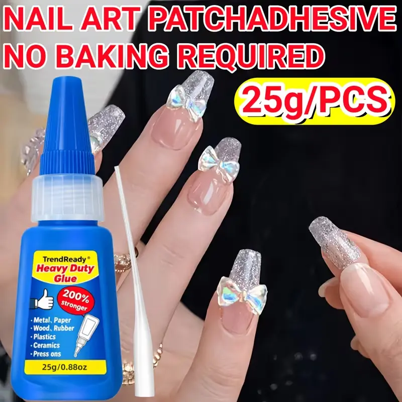 2PCS TrueBeauty Nail Glue-200% Stronger, 90+DaysLong-Lasting, No UV Lamp Needed, Fast-Bonding&Waterproof, Heavy Duty Gel for Press On Nails/Art,LargeCapacity 25g,Super Strong Hold, Ideal for NailSupplies &Extra Firm Attachment