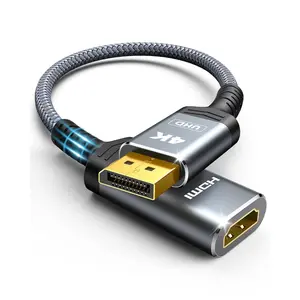 4K Display Port to HDMI Adapter, Uni-Directional DP 1.2 Computer to HDMI 2.0 Screen, DisplayPort to HDMI Adapter (Male to Female), SR Anti-Break, No Latch, for Dell HP AMD NVIDIA, Passive