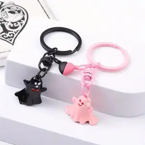 Cute Ghost Set, Halloween Cartoon Bag Accessories, 2pcs Charms for Party Gifts & Daily Use, Keychain Bag Pendant