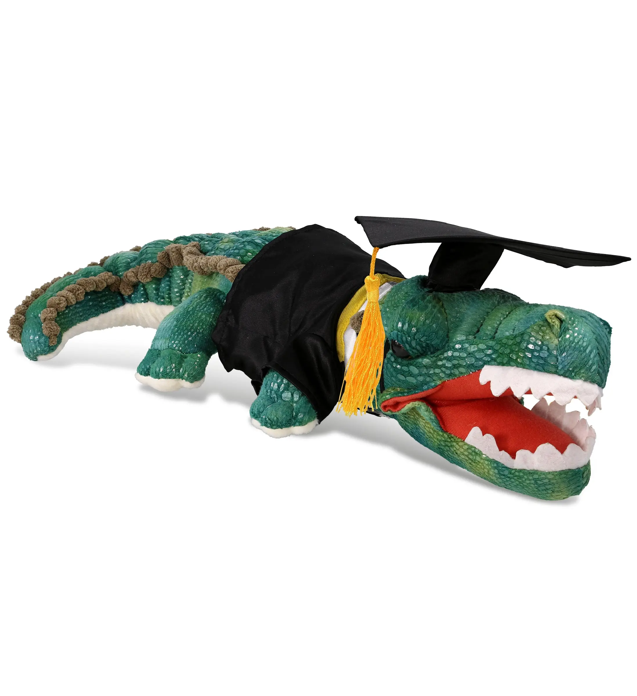 DOLLIBU 18in Green Polyester Cuddly Alligator Stuffed Toy - Unisex Graduation Plush with Removable Cap, Realistic Design, 18 Inches