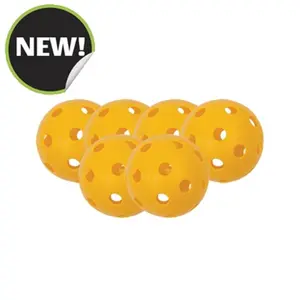 CHAMPION USAPA Approved Outdoor Pickleballs, Precisely Drilled for a Balanced Flight Pattern, for All Skill Levels, Yellow - Set of 6, Players With All Skill Levels
