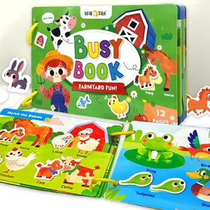 Toddler Farm Theme Busy Book Set – Durable Waterproof Cardboard Early Learning Book, Preschool Educational for Parent-Child Interaction & Kindergarten