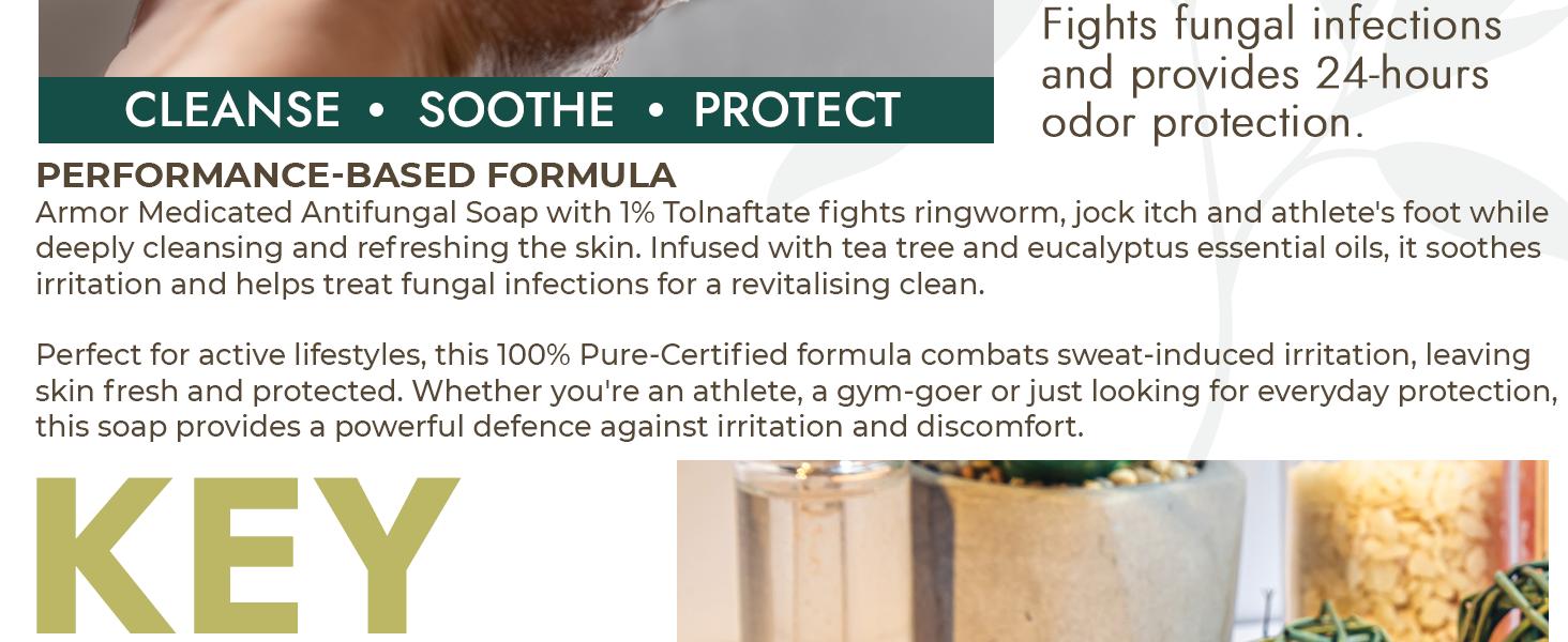 Antifungal Soap | Medicated Jock Itch Treatment, Fights Ringworm & Athlete's Foot | Soothing Tea Tree & Eucalyptus | 1% Tolnaftate for Effective Relief | Travel-Friendly with Soap Case