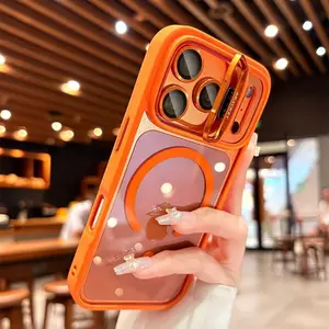 Magnetic Case with MagSafe Ring Holder Black Silicone Lens Frame Invisible Kickstand Military-Grade Protection Anti-Fall Non-Yellowing Wireless Casing Protector Cover