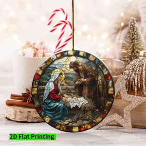 Nativity Scene Ornament, Stained Glass Ornament, Jesus Ornament, Holy Family Ornament, Christmas Nativity, Religious Gift, Holiday Ornament