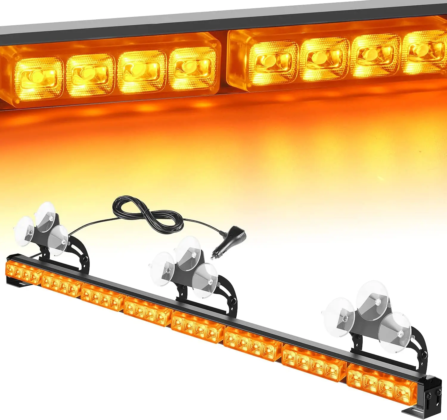 Nilight Traffic Light Bar 35Inch 32LED 21 Flash Patterns Directional Safety Lights with Cigar Lighter on Trucks Cars Construction Vehicles