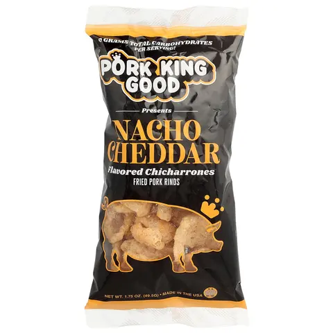 Pork King Good Flavored Chicharrones, Nacho Cheddar, 1.75 oz (49.5 g)