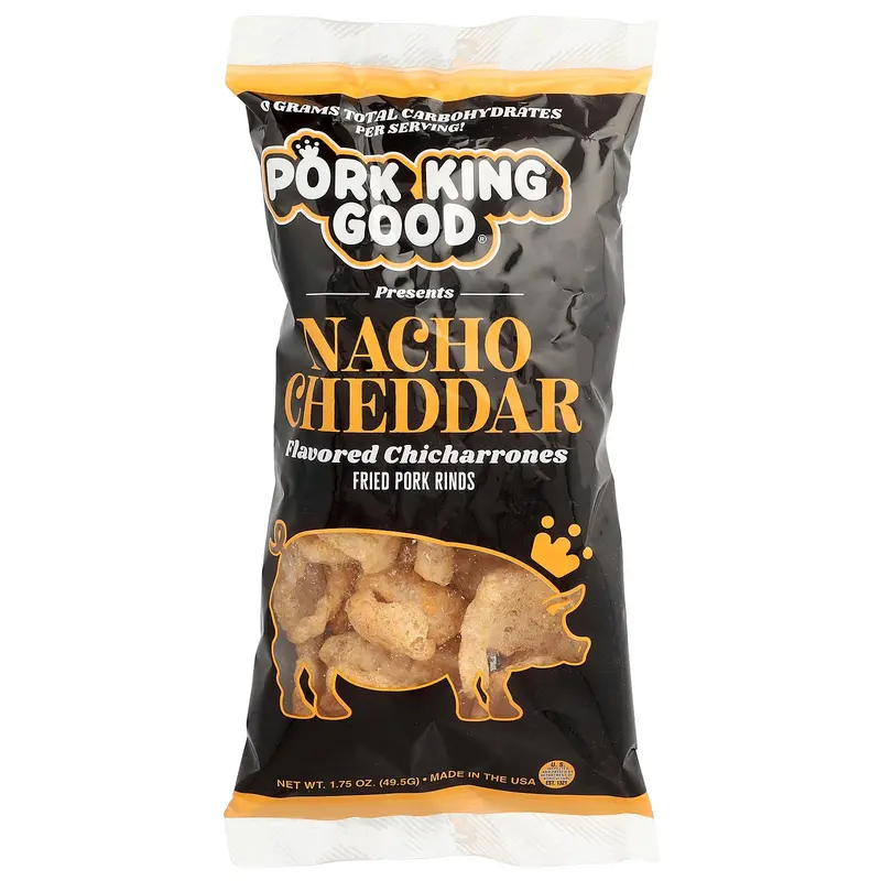 Pork King Good Flavored Chicharrones, Nacho Cheddar, 1.75 oz (49.5 g)