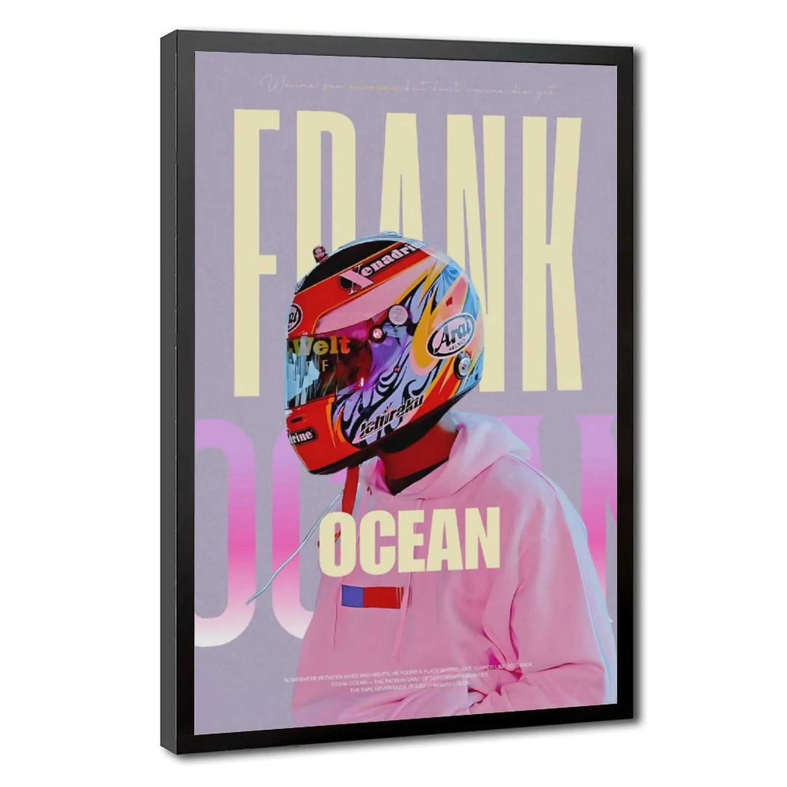Black Wooden Frame Blonde Pink Biker Canvas Poster - F-Frank Ocean Cool Album Cover Graphic Print, Eco-Friendly Home Wall Decor, Fan Gift, 24×36inch(60×90cm) Multi-Size Decor Inspo for Bedroom, Living Room, Uv Protected